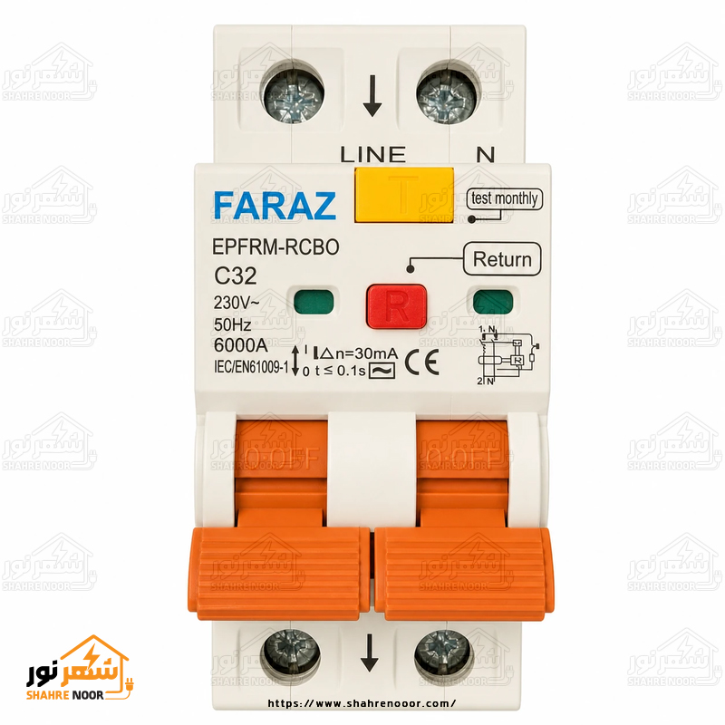 فیوز محافظ جان 32 فراز فیوز محافظ جان دو پل ترکیبی ۳۲ آمپر فراز مدل EPFRM-RCBO - تصویر 1